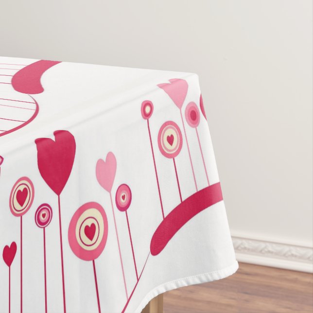 Happy Valentine's Day Tablecloth Pink Red Hearts  (In Situ)