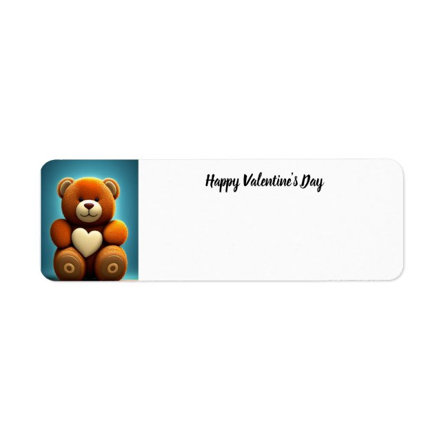 Happy Valentine's Day Teddy Bear address label (Front)