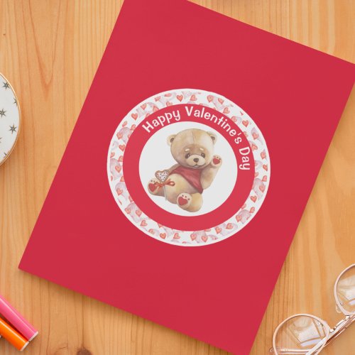 Happy Valentines day Teddy Bear Hearts  Classic Round Sticker