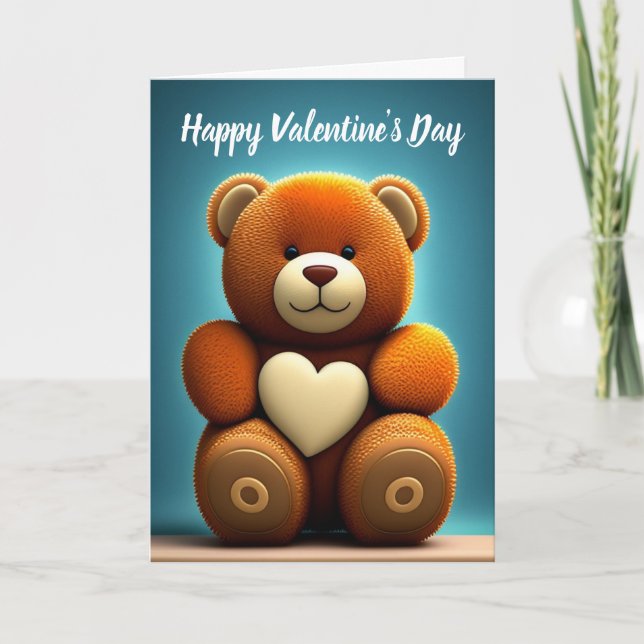 Happy Valentine's Day Teddy Bear Holiday Card (Front)
