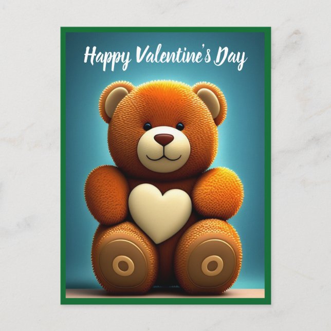 Happy Valentine's Day Teddy Bear Holiday Postcard (Front)