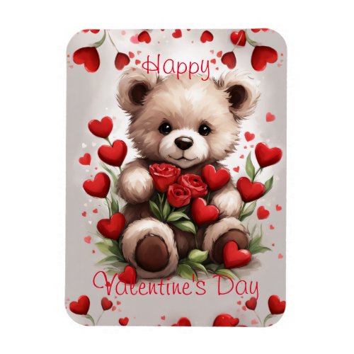 Happy Valentines Day Teddy Bear Love Hearts Magnet