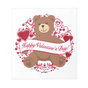 Happy Valentine's Day! Teddy Bear Notepad