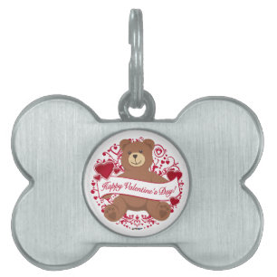 Happy Valentine's Day! Teddy Bear Pet ID Tag