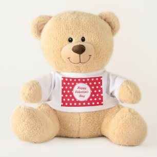 Happy Valentine's Day Teddy Bear (Red & White)