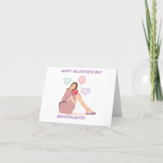 Happy Valentine's Day Teenage Granddaughter Holiday Card