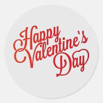 Happy Valentine's Day Text Classic Round Sticker by paul68 at Zazzle