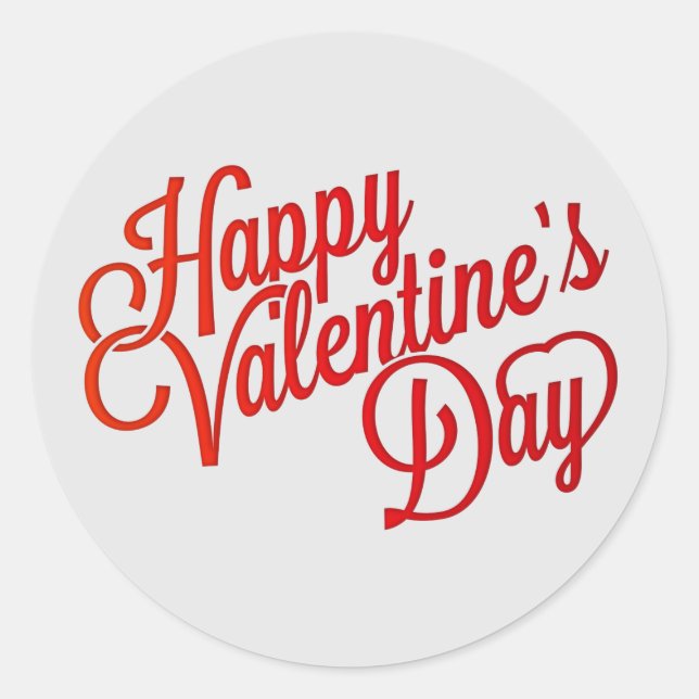 Happy Valentine's Day Text Classic Round Sticker (Front)