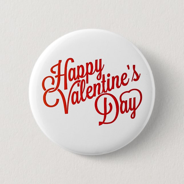 Happy Valentine's Day Text Design Pinback Button (Front)