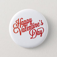 Happy Valentine's Day Text Design Pinback Button