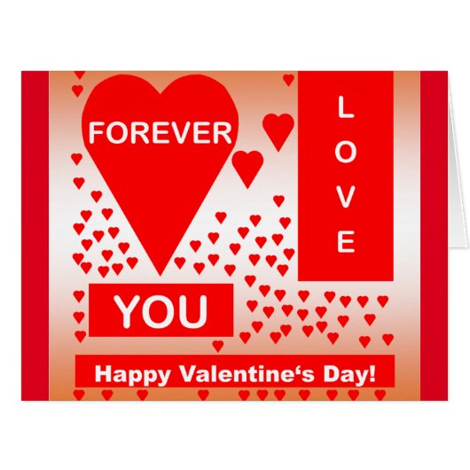 Happy Valentine's Day Text Forever Love Hearts Red (Front Horizontal)