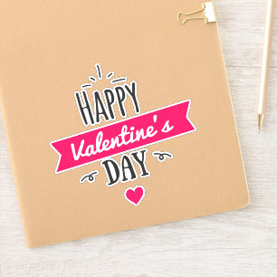 Happy Valentine's day text with pink heart Sticker