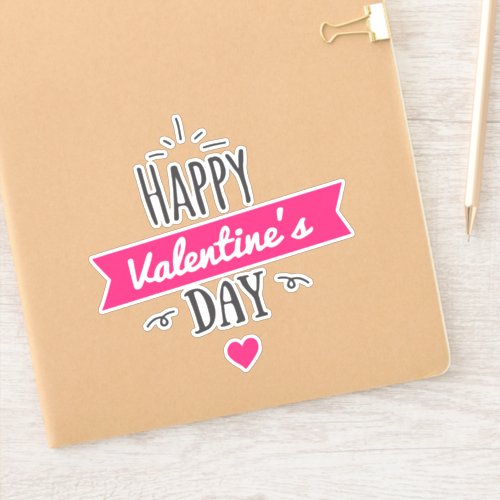 Happy Valentines day text with pink heart Sticker