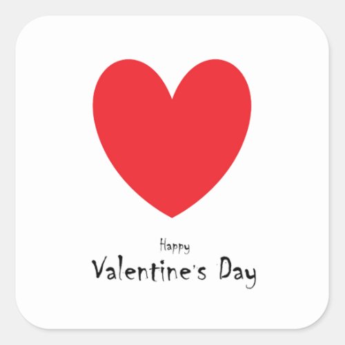 Happy Valentine's day text with red heart Square Sticker