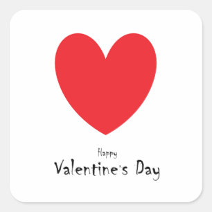 Happy Valentine's day text with red heart Square Sticker