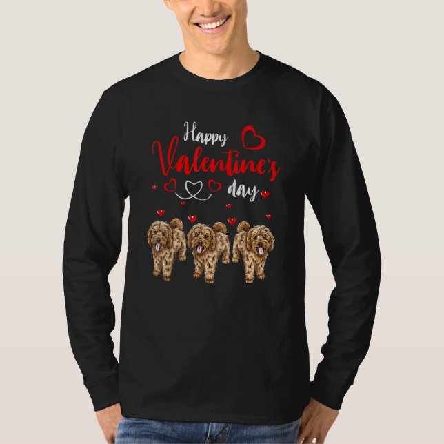 Happy Valentine's Day Three Cute Cockapoo Dogs Lov T-Shirt (Front)