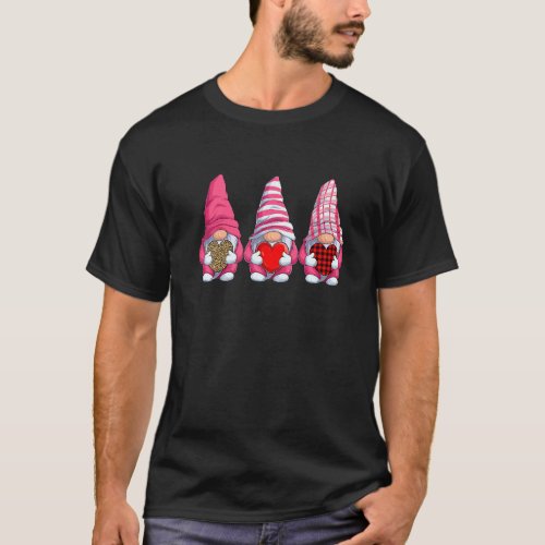 Happy Valentines Day Three Gnomes Holding Hearts  T_Shirt