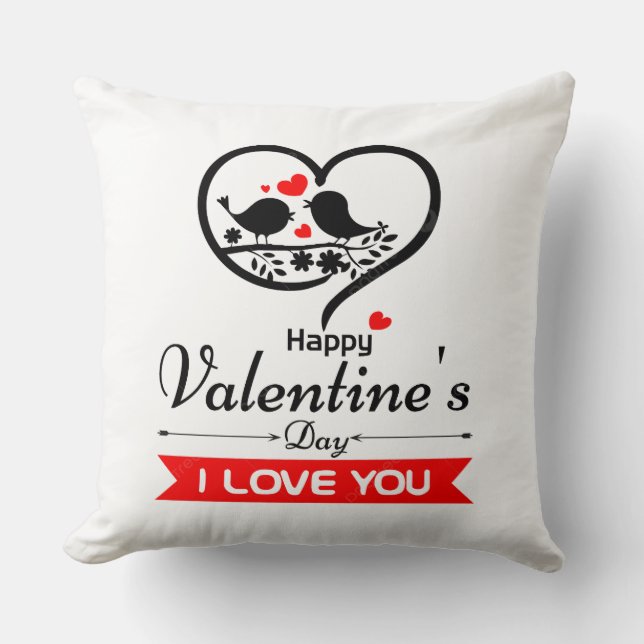 Happy Valentine's Day Throw Pillow (Front)
