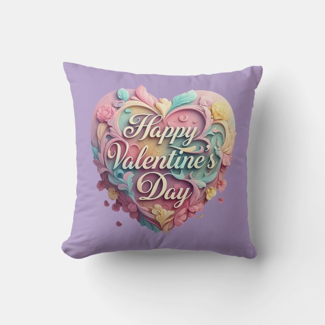 Happy Valentine's Day  Throw Pillow (Front)
