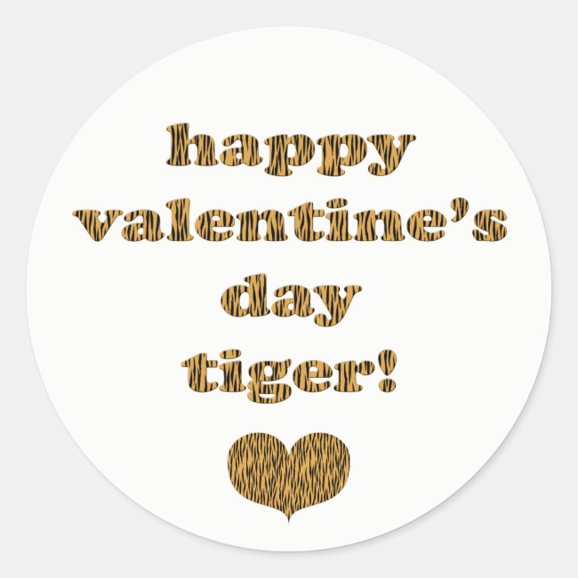 Happy Valentine's Day | Tiger Print Typography Sticker