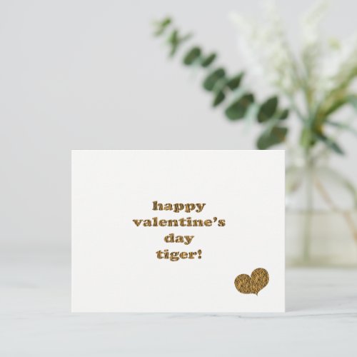 Happy Valentines Day Tiger Tiger Print Typograph Holiday Postcard