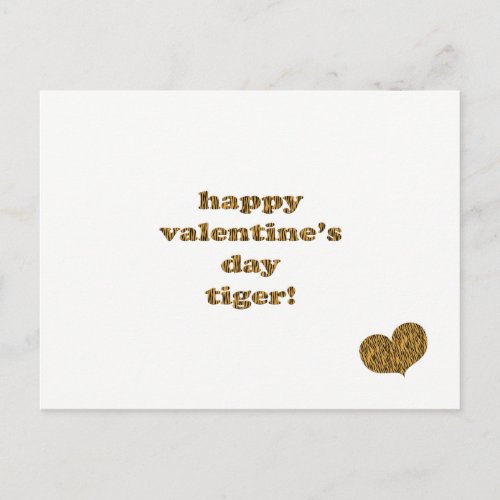Happy Valentines Day Tiger Tiger Print Typograph Holiday Postcard
