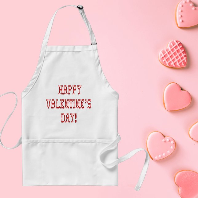 Happy Valentine's Day Tiny Heart Shaped Font Adult Apron (Happy Valentine's Day Tiny Heart Shaped Font Adult Apron)