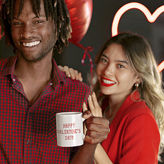Happy Valentine's Day Tiny Heart Shaped Font Coffee Mug