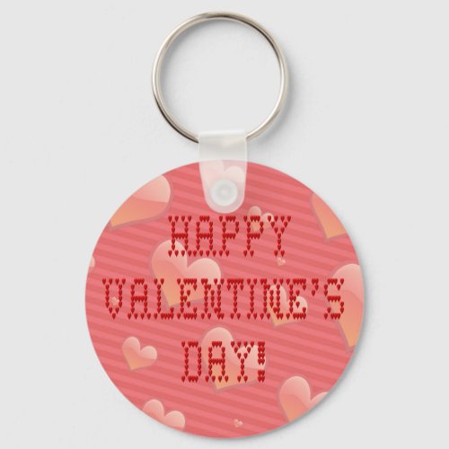 Happy Valentines Day Tiny Heart Shaped Font Keychain