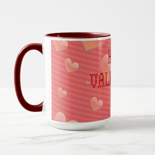 Happy Valentine's Day Tiny Heart Shaped Font Mug (Left)