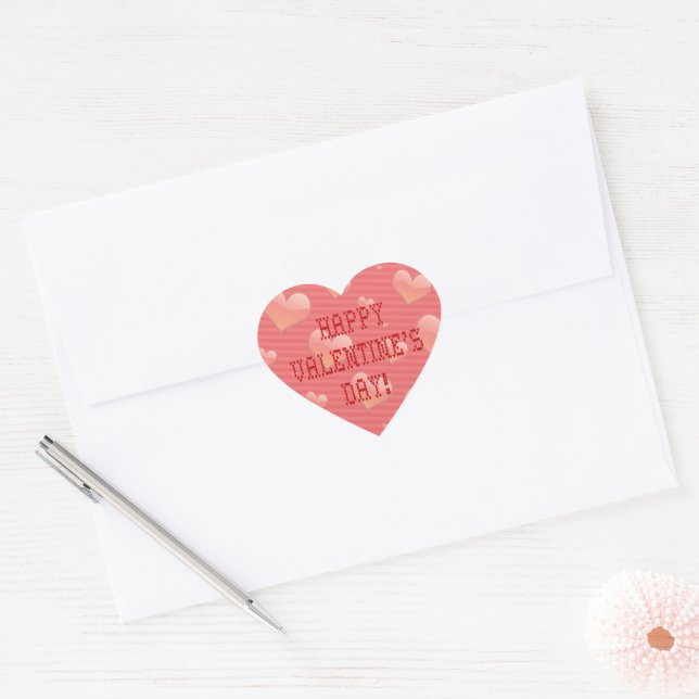 Happy Valentine's Day Tiny Heart Shaped Font Sticker (Envelope)