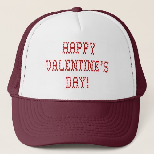 Happy Valentines Day Tiny Heart Shaped Font Trucker Hat