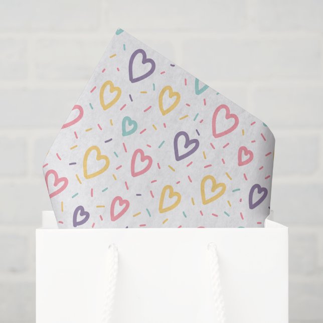 Happy Valentine's Day Tissue Paper Colorful Hearts (Gift Bag)