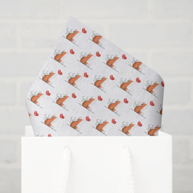 Happy Valentine's Day Tissue Paper Fox Red Hearts (Gift Bag)