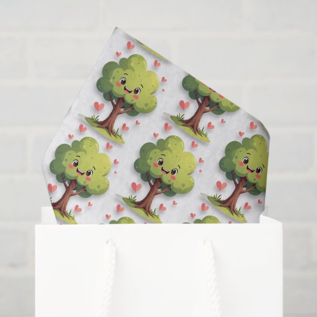 Happy Valentine's Day Tissue Paper Tree Red Hearts (Gift Bag)