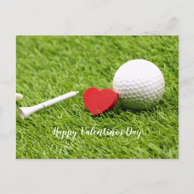 Happy Valentine's Day to golfer with love and golf Postcard (Front)
