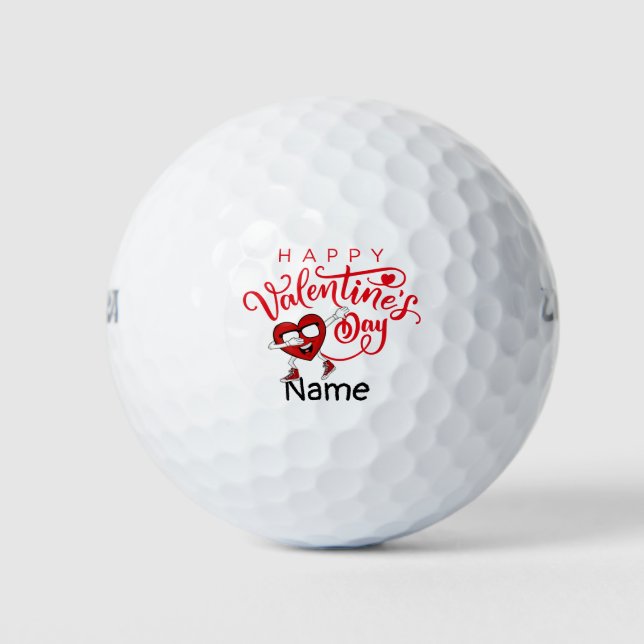 Happy Valentine's Day to Golfer with Love Golf Bal Balls (Front)