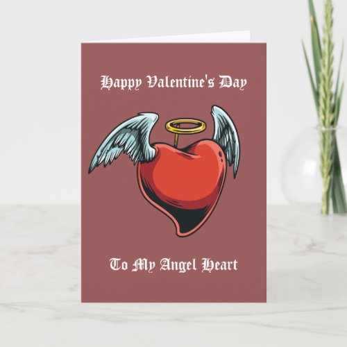 Happy Valentines Day to My Angel Heart Graphic Holiday Card