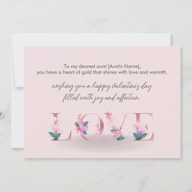 Happy Valentines Day To My Aunt Holiday Card (Front)