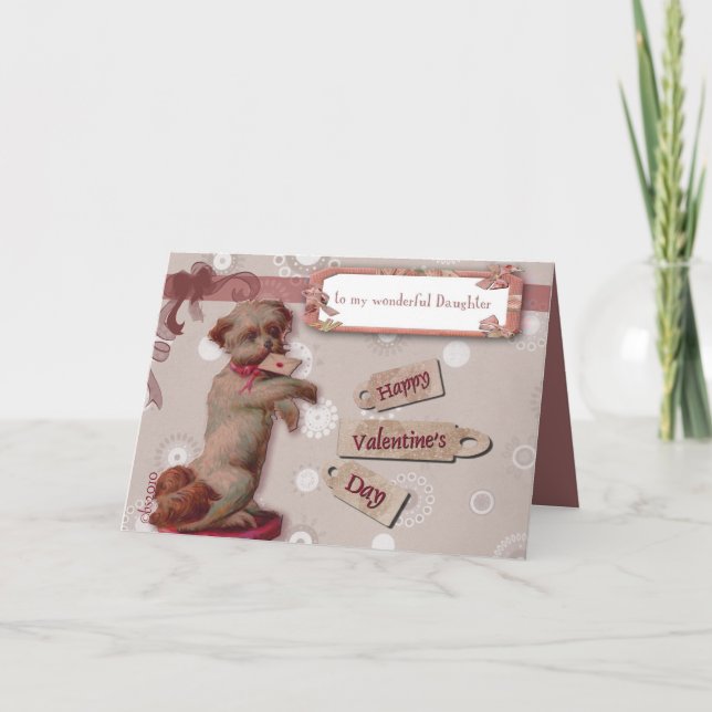 happy valentine's day to my daughter dog holiday card (Front)