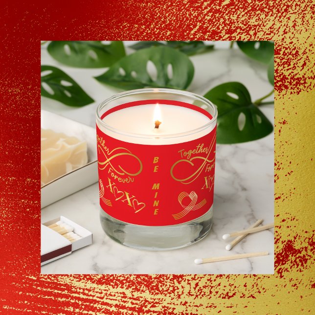 Happy Valentine's Day Together Forever Gold on Red Scented Candle (Creator Uploaded)