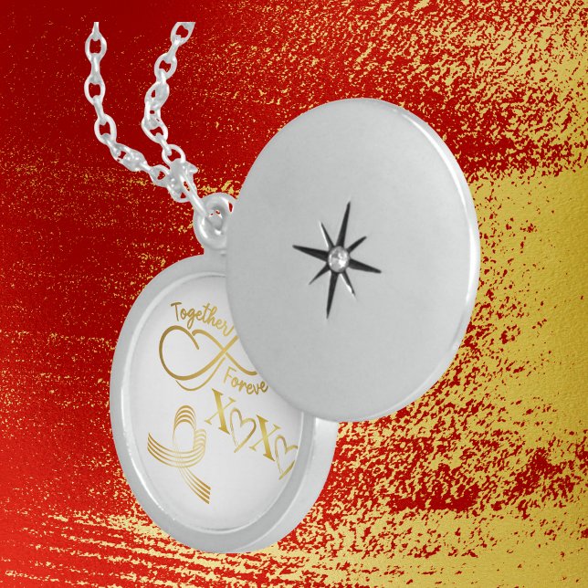 Happy Valentine's Day Together Forever Gold/White Locket Necklace (Creator Uploaded)