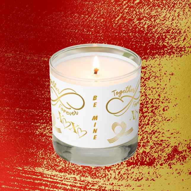 Happy Valentine's Day Together Forever Gold/White Scented Candle (Creator Uploaded)