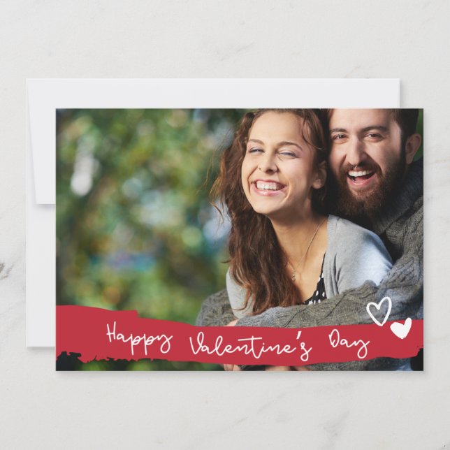 Happy Valentine's Day Trendy Font Photo Card (Front)