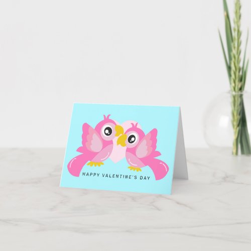 Happy Valentines Day  Tropical Parrots Thank You Card