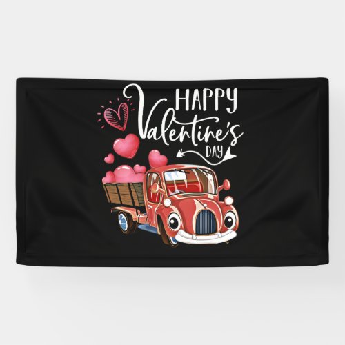 Happy Valentines Day Truck Heart Carrying Love Banner