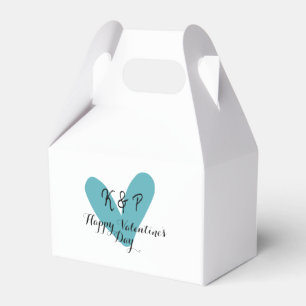 Happy Valentine's day turquoise heart name letter  Favor Boxes