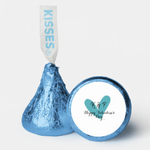 Happy Valentine's day turquoise heart name letter Hershey®'s Kisses®