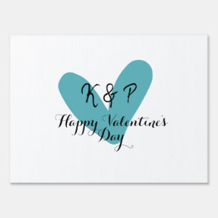 Happy Valentine's day turquoise heart name letter  Sign