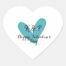 Happy Valentine's day turquoise heart name letter